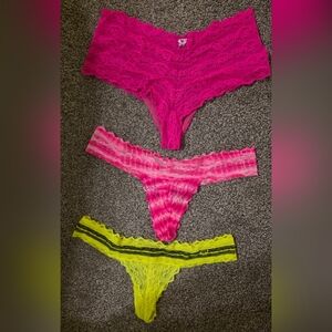 Victoria's Secret Pink and Yellow Lace Panties Set